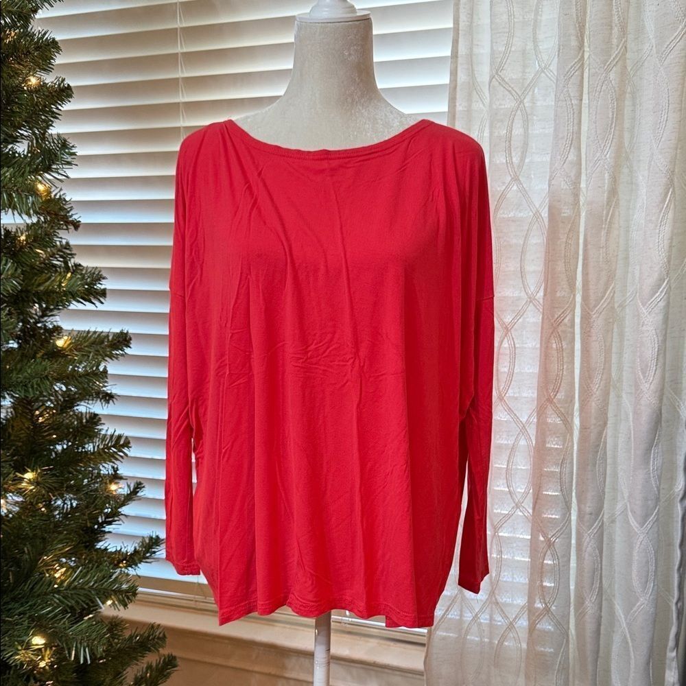 PIKO 1988 Long Sleeve Bamboo Knit Top Pink Lightweight Relaxed Fit Size M